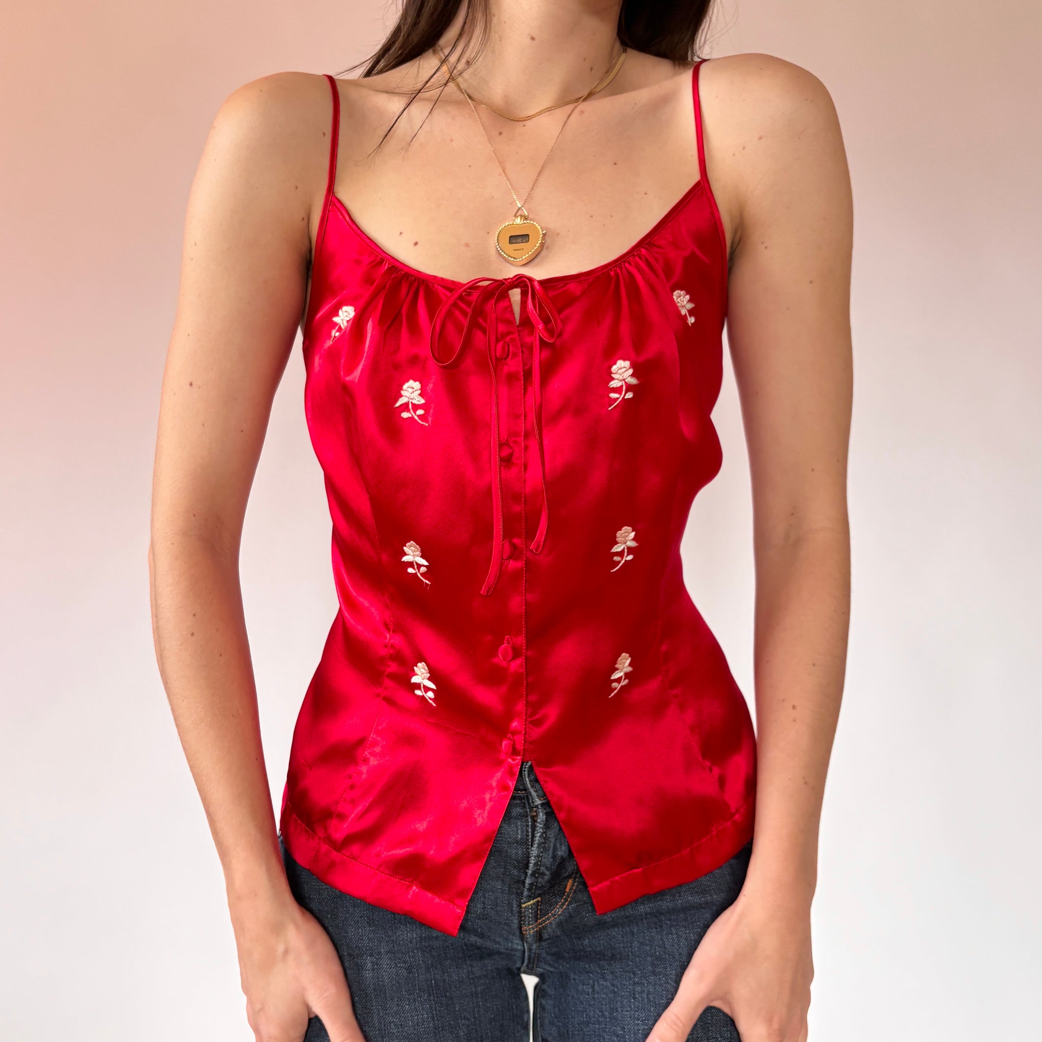 90s Cherry Silk Cami (M)