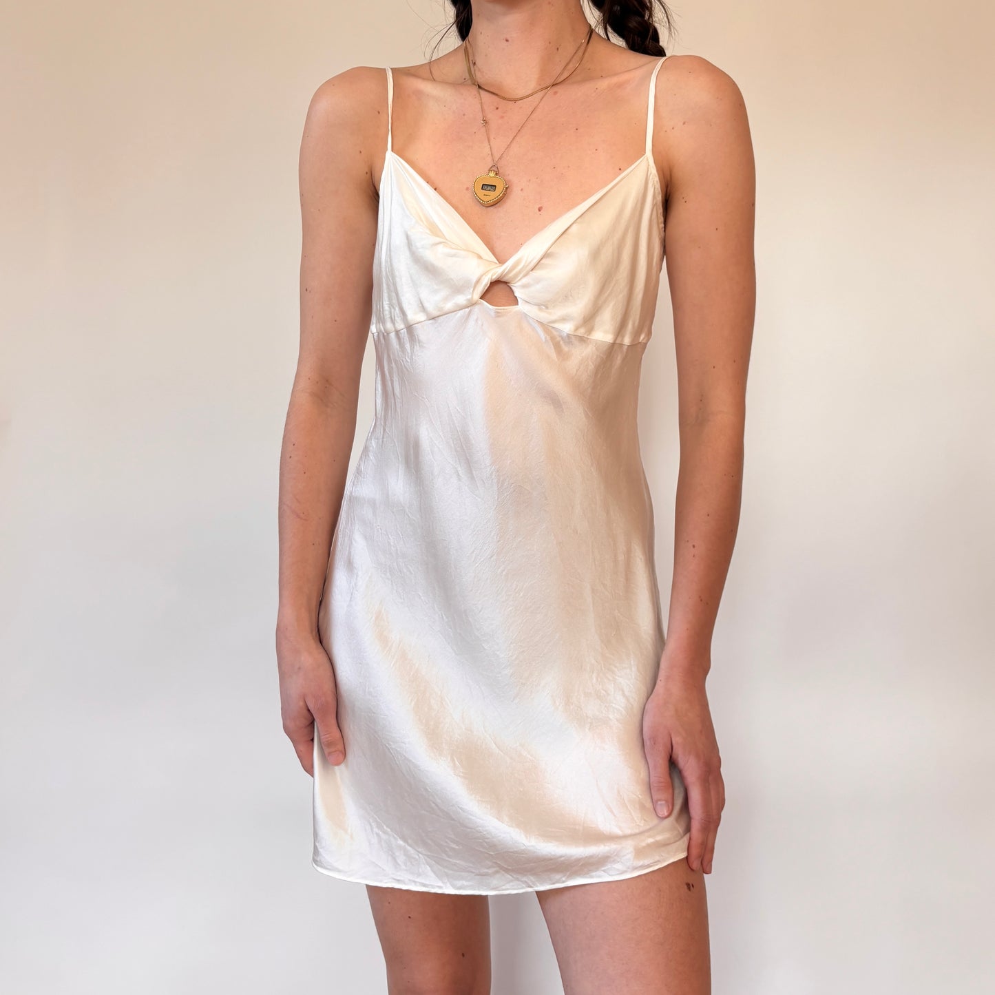 90s Ivory Silk Slip Dress (S)