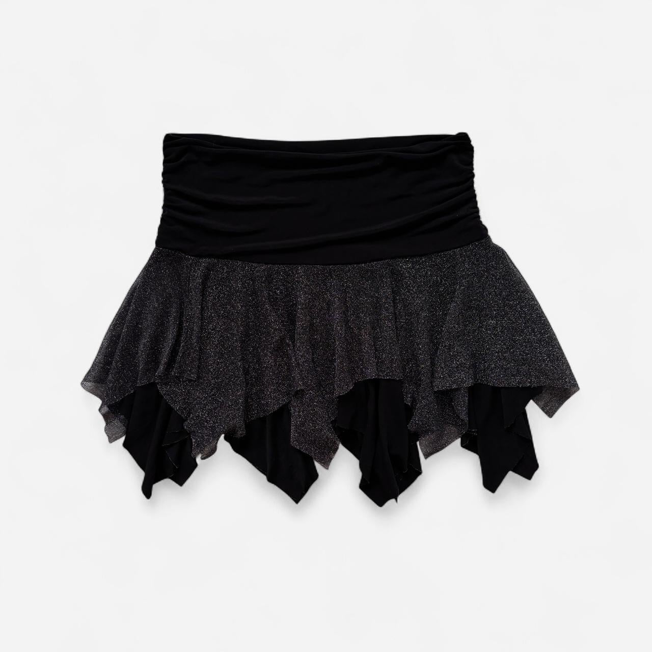 Y2K Glittery Pixie Hem Mini Skirt (M)