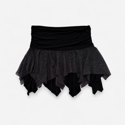 Y2K Glittery Pixie Hem Mini Skirt (M)
