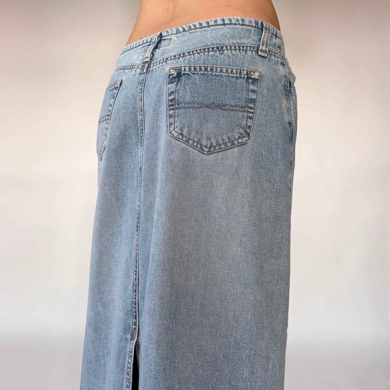 90s Light Wash Denim Maxi Skirt (S)