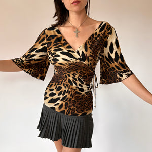 Y2K Slinky Leopard Top (L)