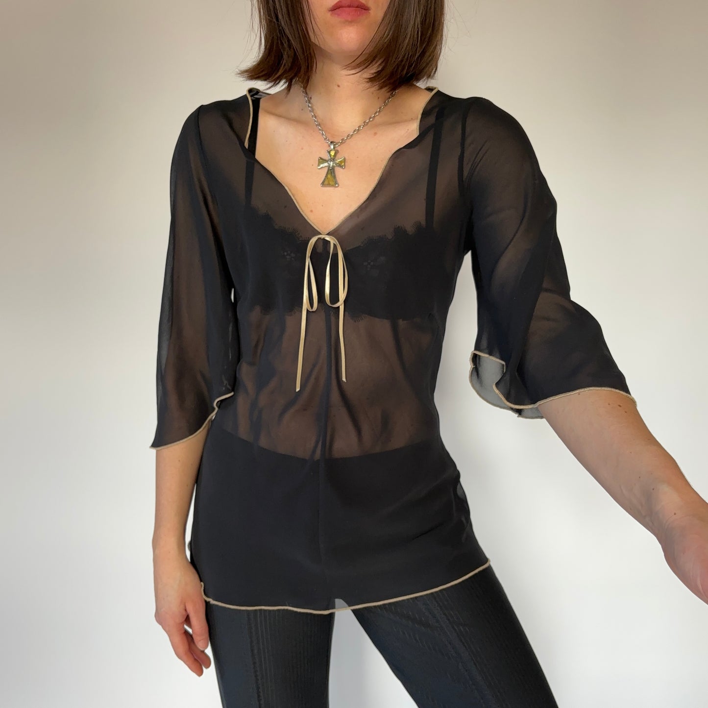 90s Sheer Flowy Top (M)