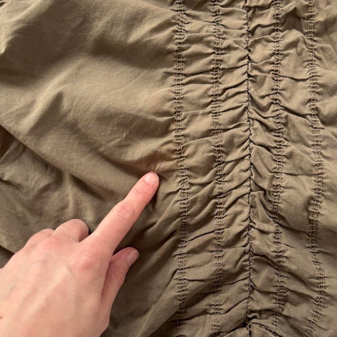 Y2K Olive Ruched Skirt (M)