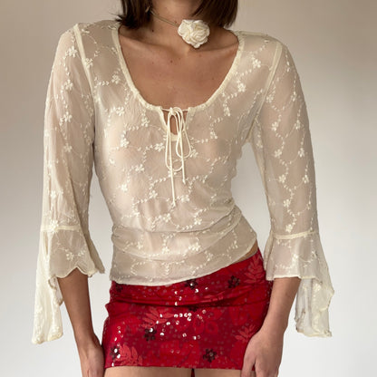 90s Ivory Bell Sleeve Top (M)