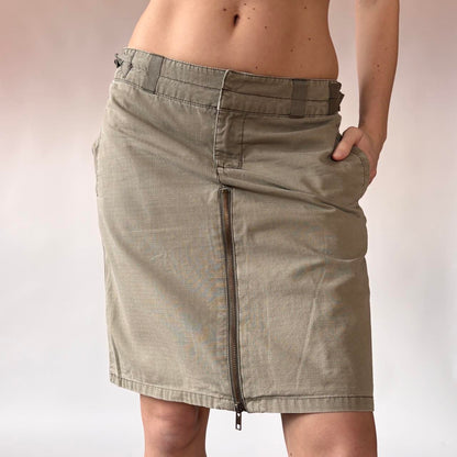 Y2K Cargo Zipper Midi Skirt (S)
