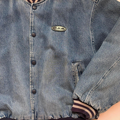90s Boyfriend Denim Bomber Jacket (XL)