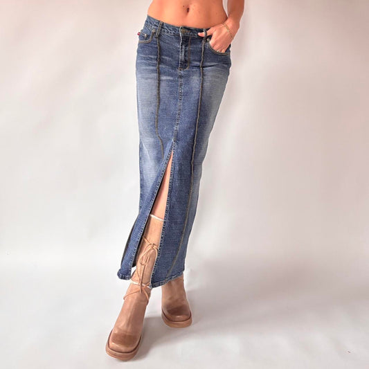 Y2K Denim Maxi Skirt (XS)