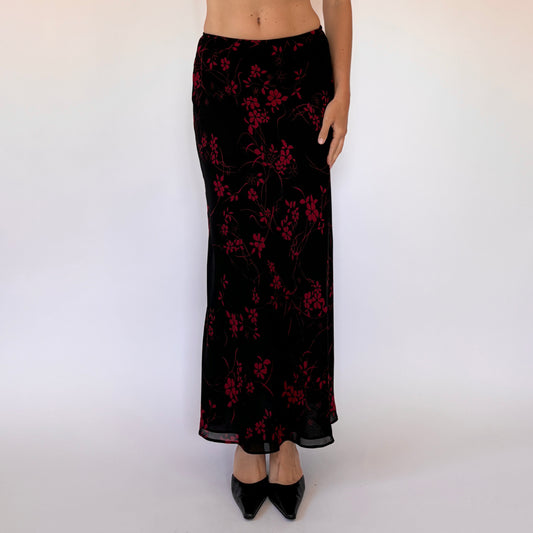 90s Floral Maxi Skirt (XS/S)