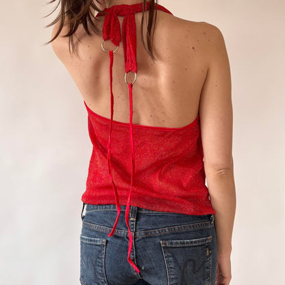 Cowl Neck Glittery Mesh Halter (L/XL)