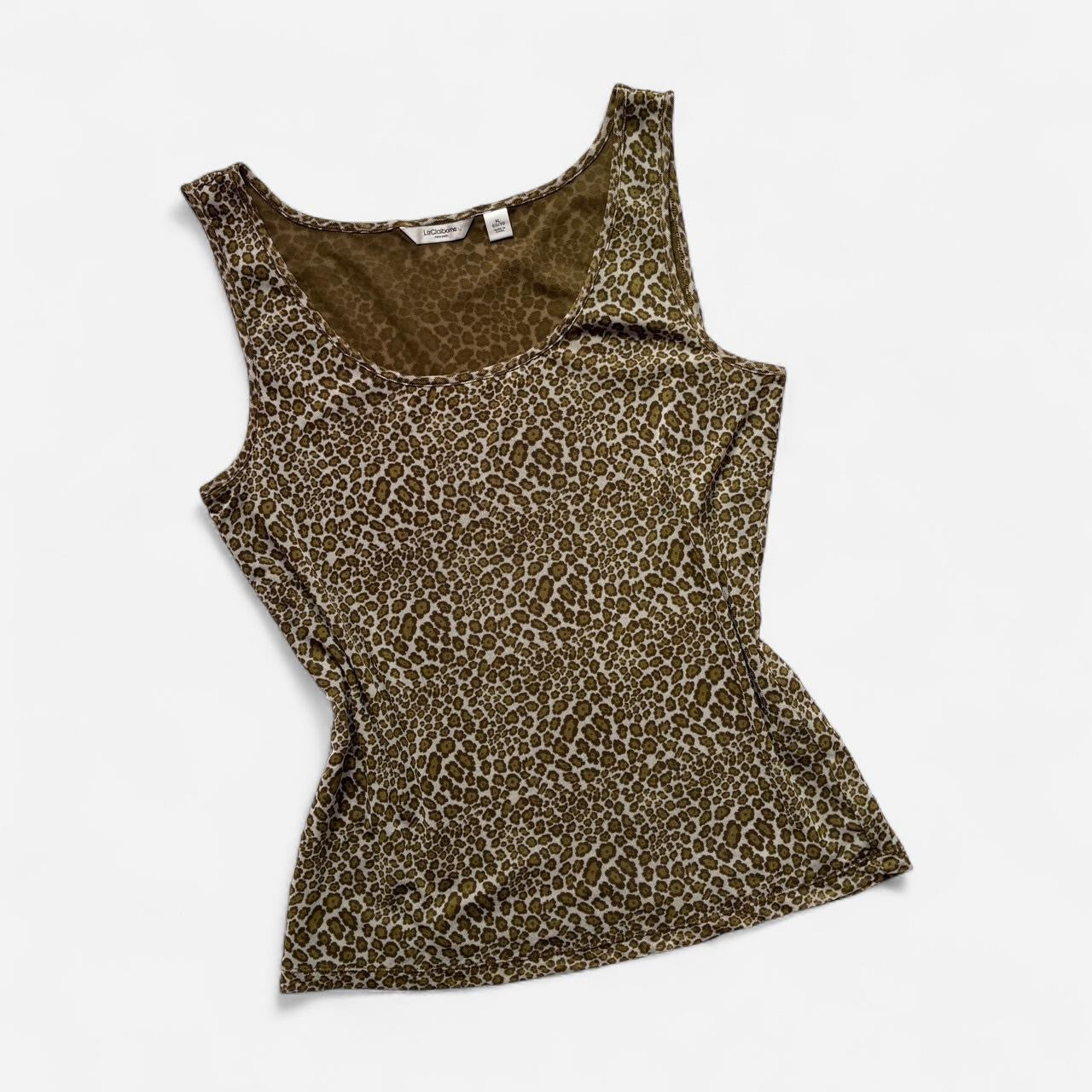 Y2K Olive Leopard Mesh Top (XL-2X)