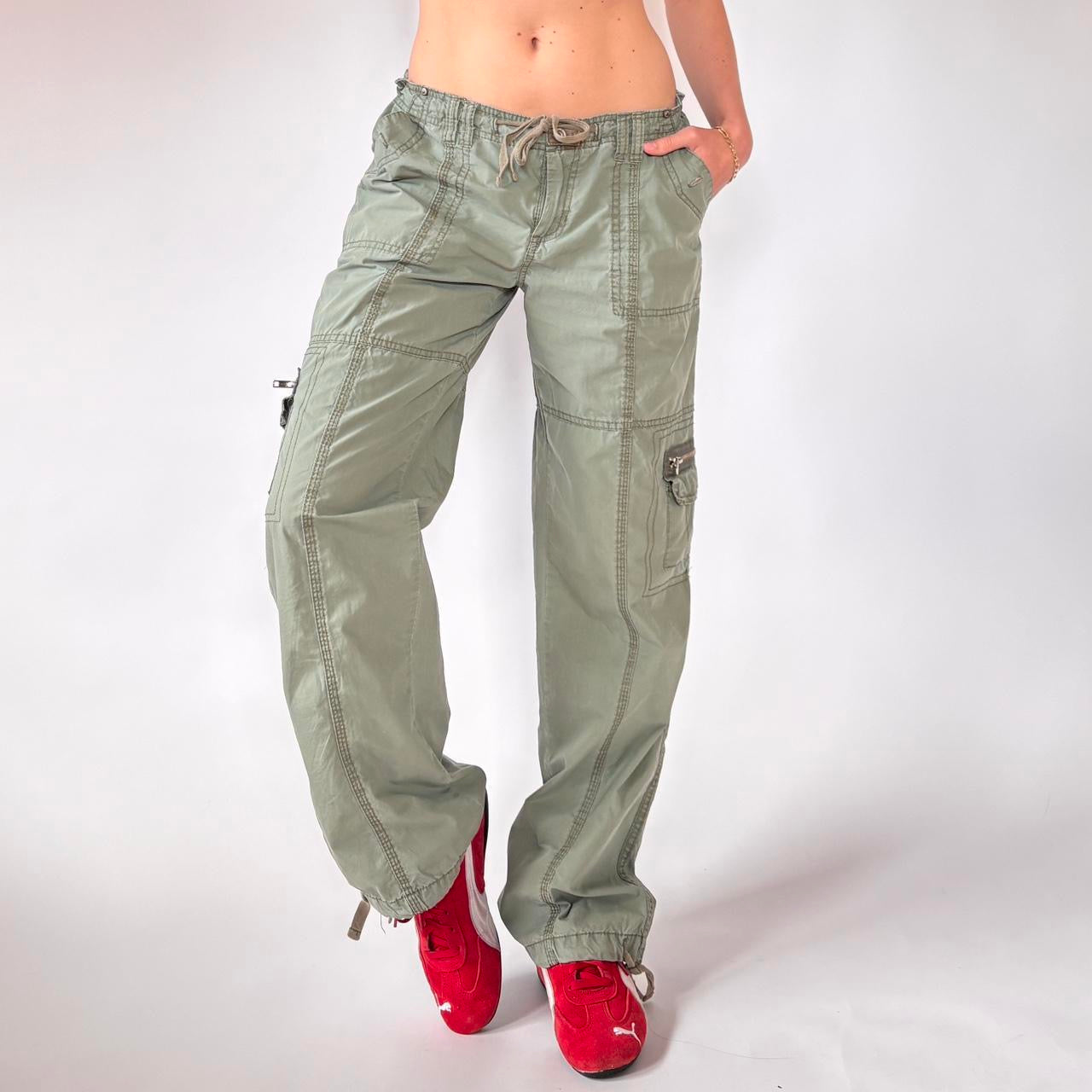 Y2K Green Cargo Pants (S/M)