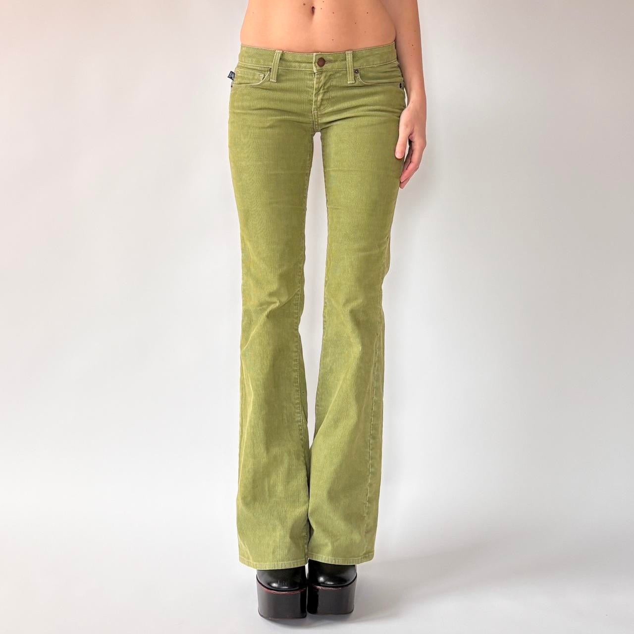 Y2K Low Rise Green Corduroys (XXS/XS)