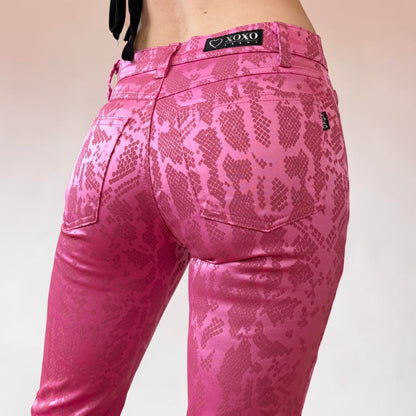 Y2K Pink Snakeskin Pants (XXS)