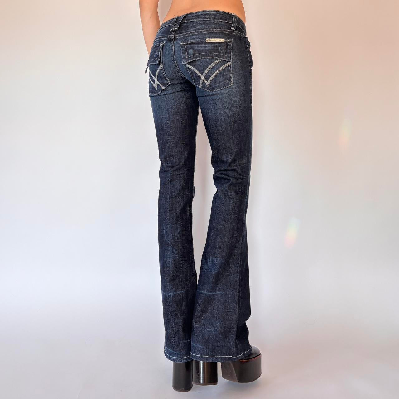 Y2K Dark Wash Low Rise Jeans (XXS/XS)