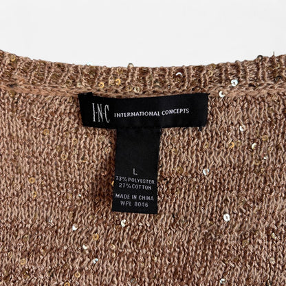 Y2K Plunging Neckline Sequin Top (L-1X)