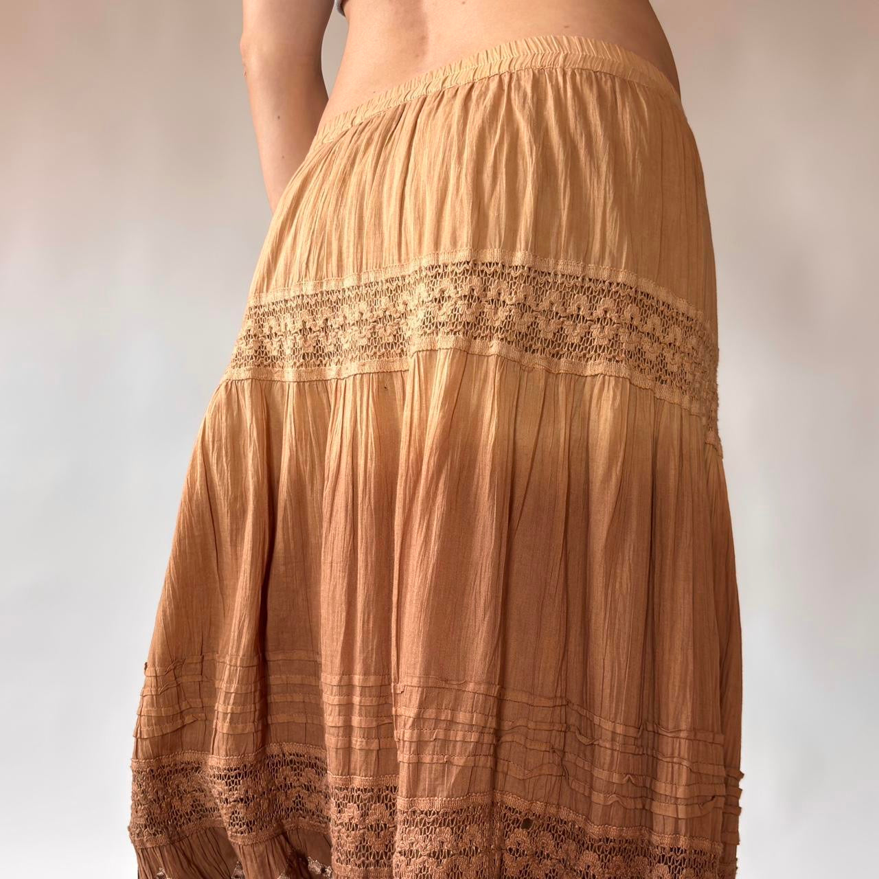 Y2K Tiered Cotton Maxi Skirt (M/L)