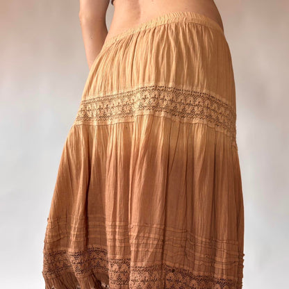 Y2K Tiered Cotton Maxi Skirt (M/L)