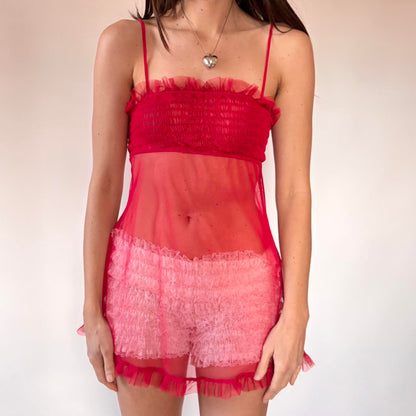 2001 Victoria’s Secret Cherry Mesh Mini Slip (XS/S)