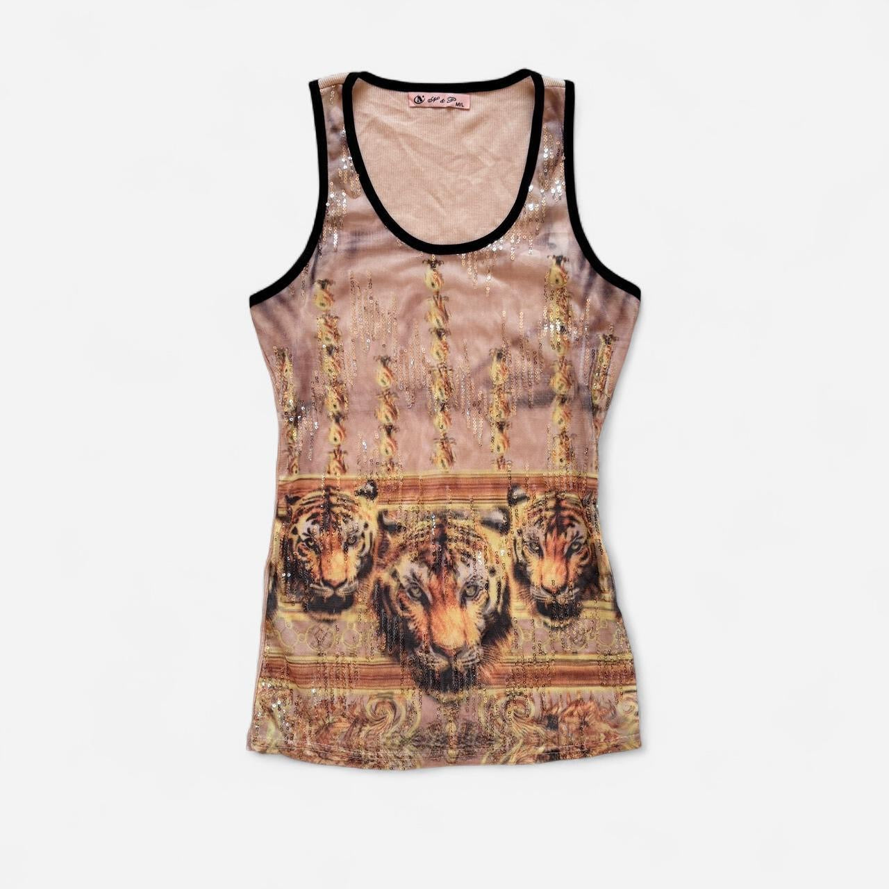 Y2K Sequin Tiger Tank (XS/S)