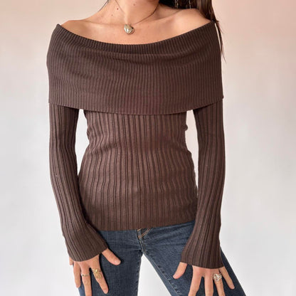 Y2K Chocolate Fold Over Top (L)