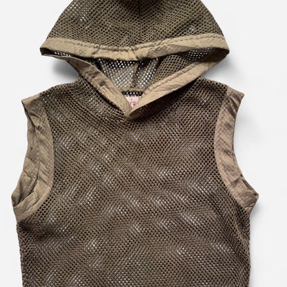 Hooded Olive Mesh Top (S)