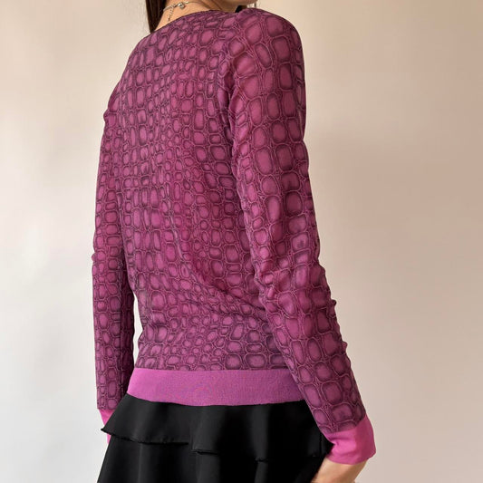 Y2K Graphic Mesh Longsleeve Top (S/M)