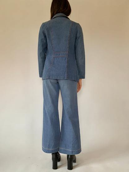 Vintage 1970s Denim Suit - Small