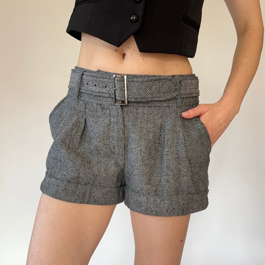 2000s Belted Tweed Shorts (S)
