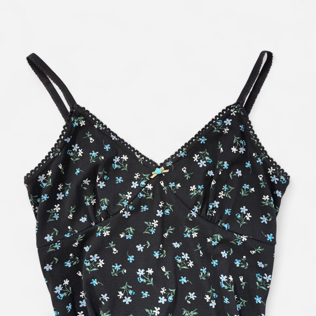 90s Floral Mesh Midi Dress (L)