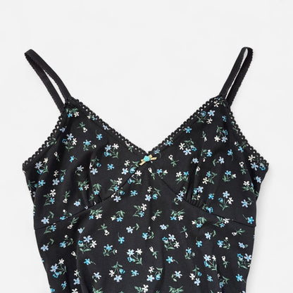 90s Floral Mesh Midi Dress (L)