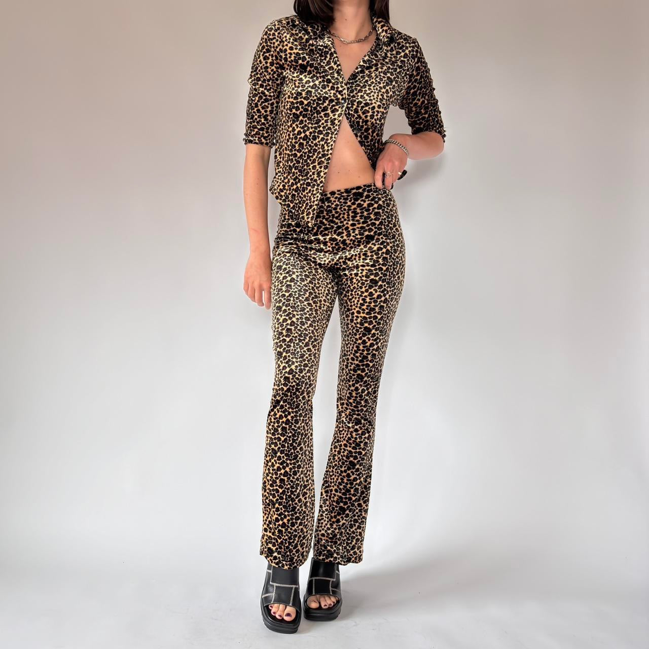 90s Leopard Velvet Two-Piece Set (S)