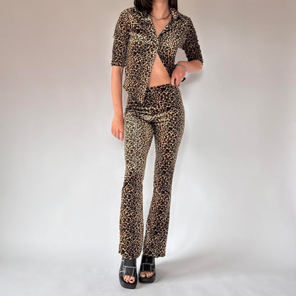 90s Leopard Velvet Two-Piece Set (S)