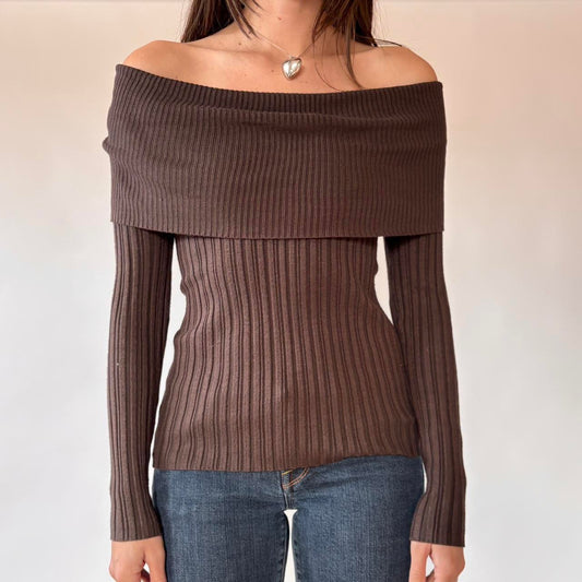 Y2K Chocolate Fold Over Top (L)