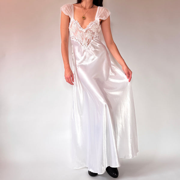 80s White Satin Slip (S)