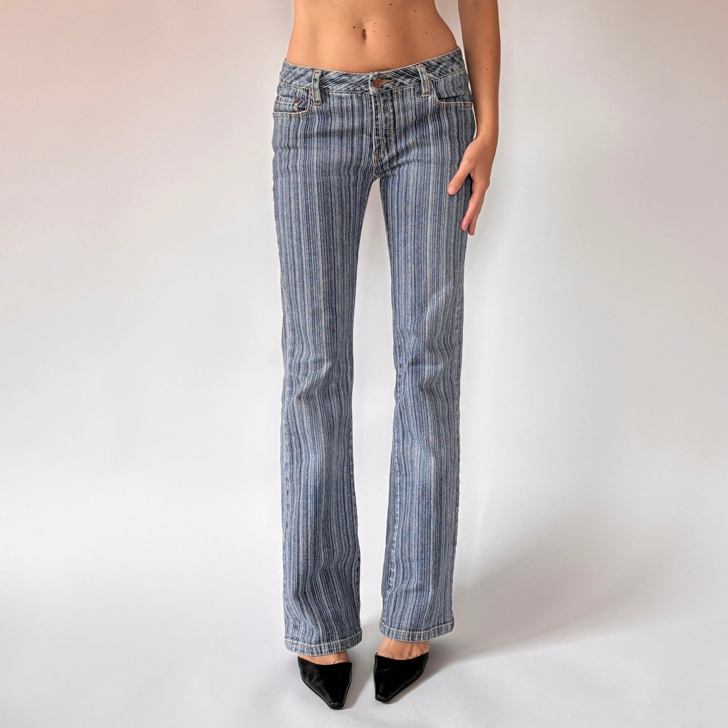 Y2K Stripy Blue Jeans (S)
