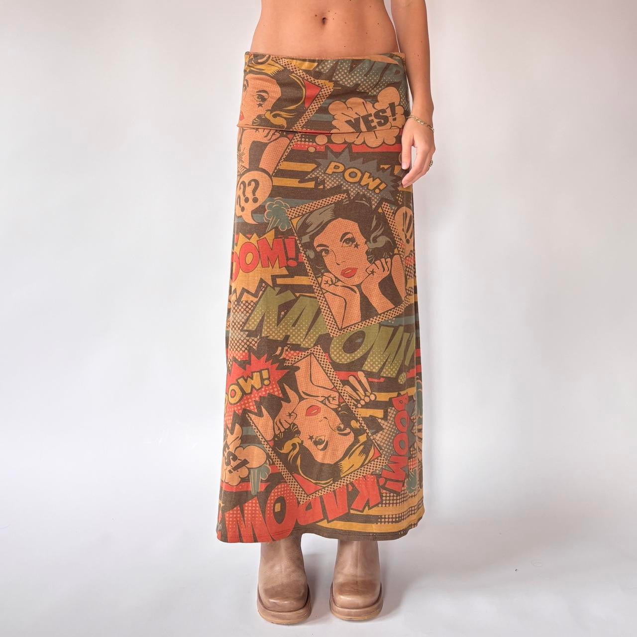 Y2K Graphic Pop Art Maxi Skirt (M/L)