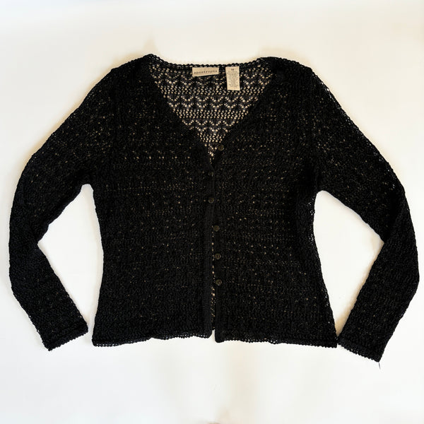 90s Noir Crochet Cardigan (M)