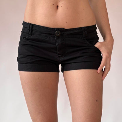 Y2K Black Low Rise Mini Shorts (XS/S)