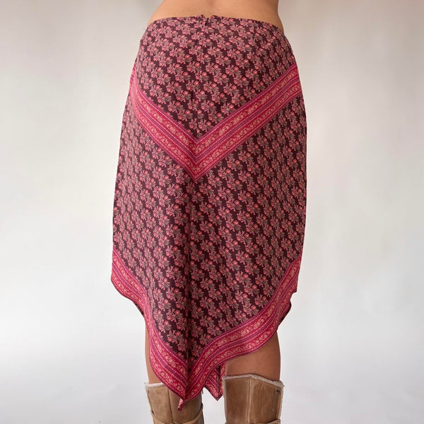 90s Pointed Hem Silk Skirt (S)