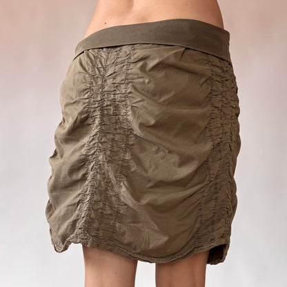 Y2K Olive Ruched Skirt (M)