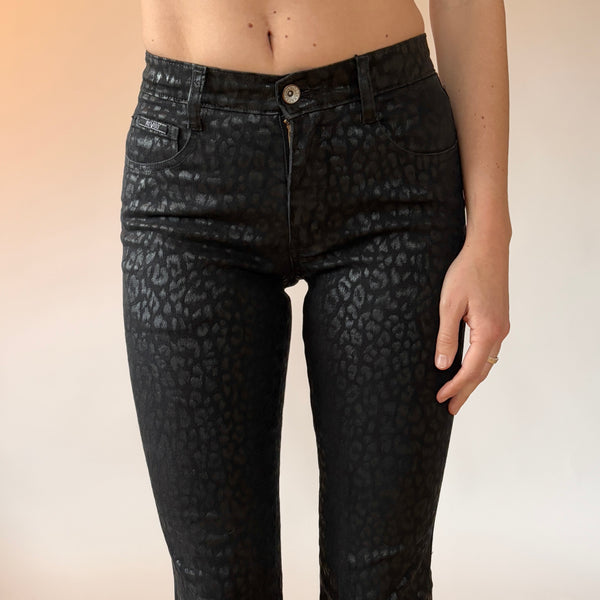 Y2K Noir Leopard Flares (XXS)