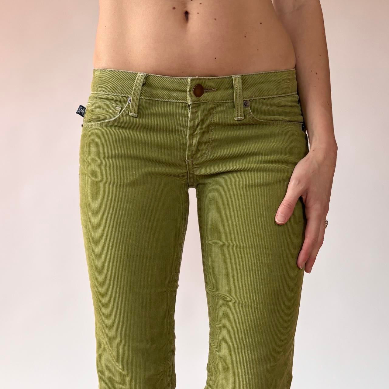 Y2K Low Rise Green Corduroys (XXS/XS)