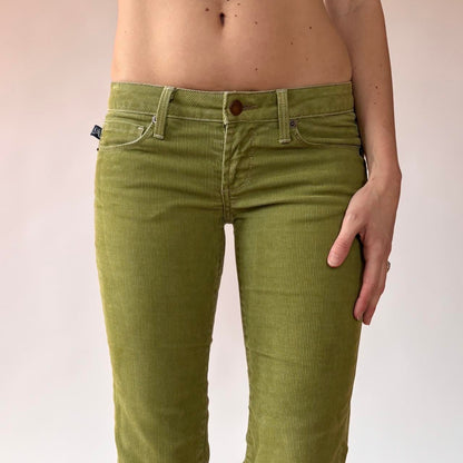 Y2K Low Rise Green Corduroys (XXS/XS)