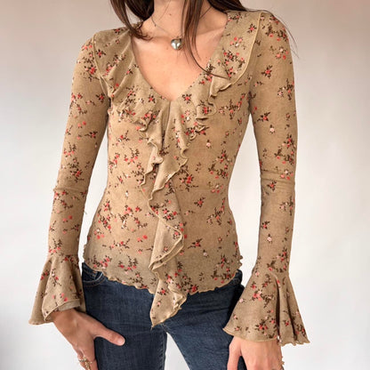 Y2K Floral Mesh Whimsy Top (S)