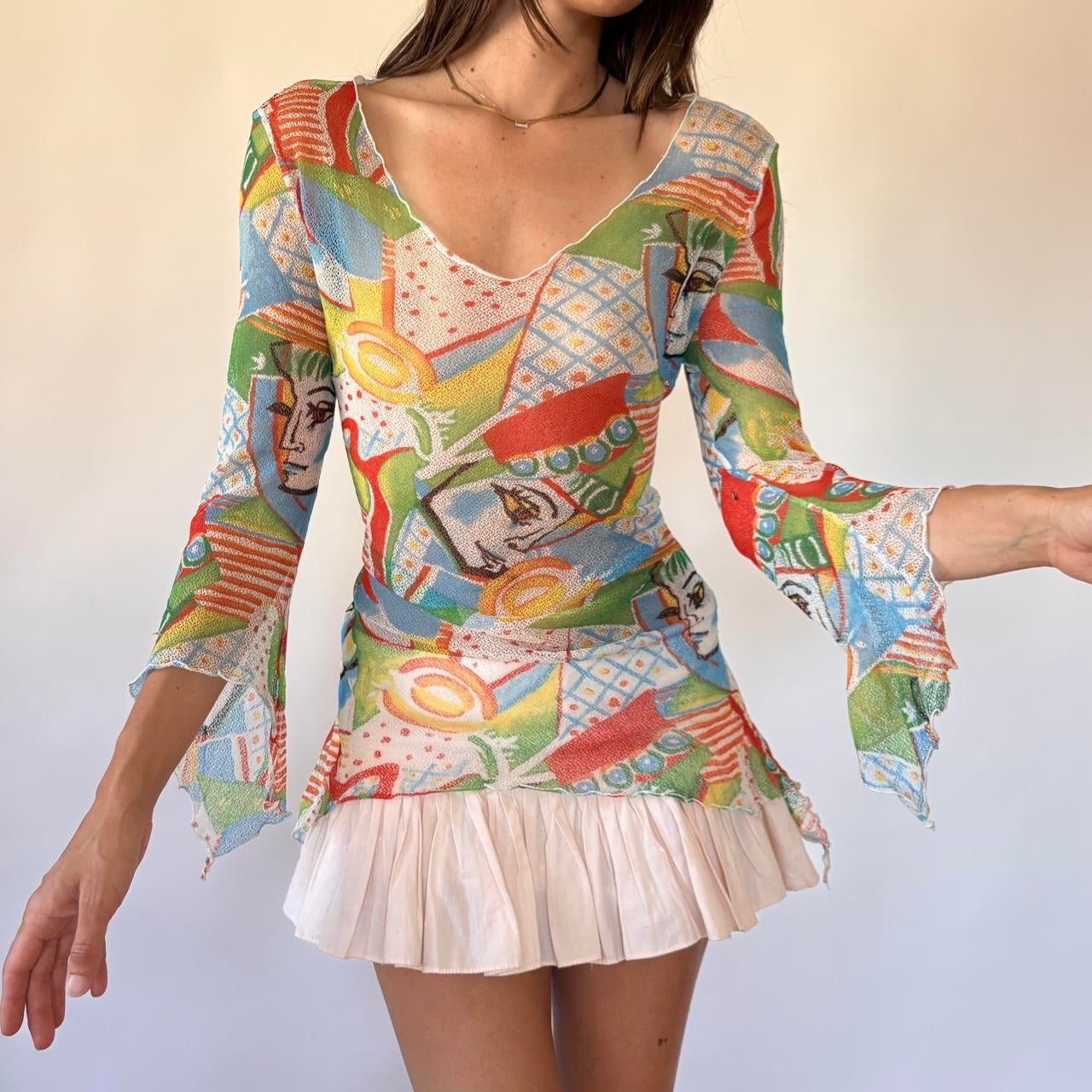 Y2K Cubism Mesh Top (M/L)