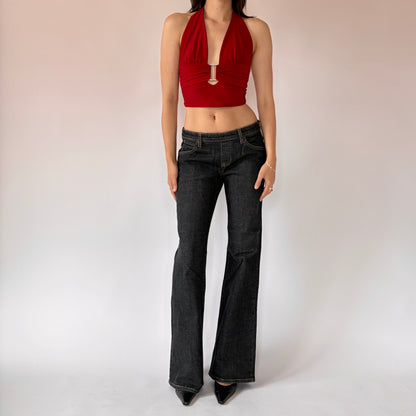 Y2K Side Zip Jeans - Black Wash (S)