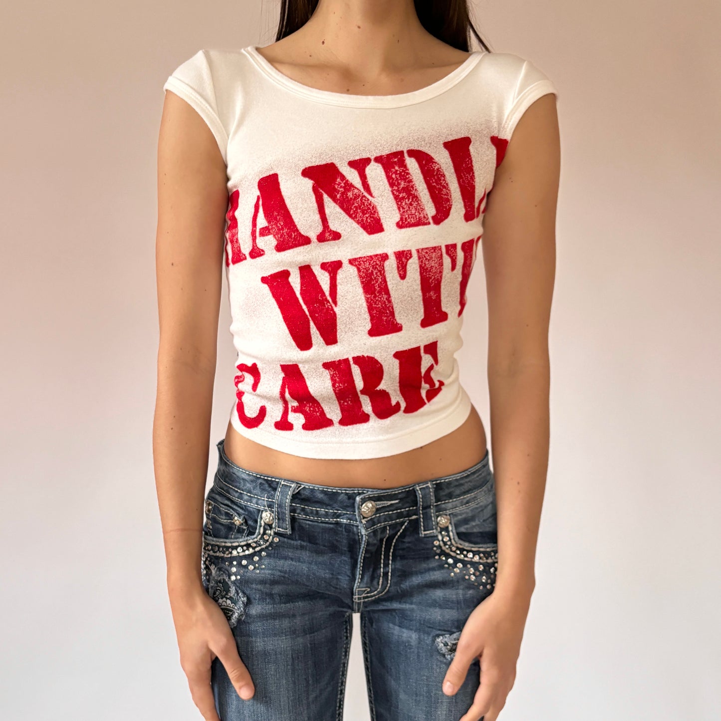 90s Handle With Care Baby Tee (XXS/XS)