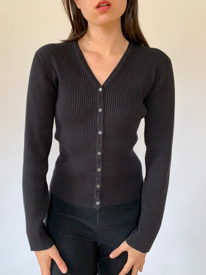 Vintage Ribbed Cardigan - Medium