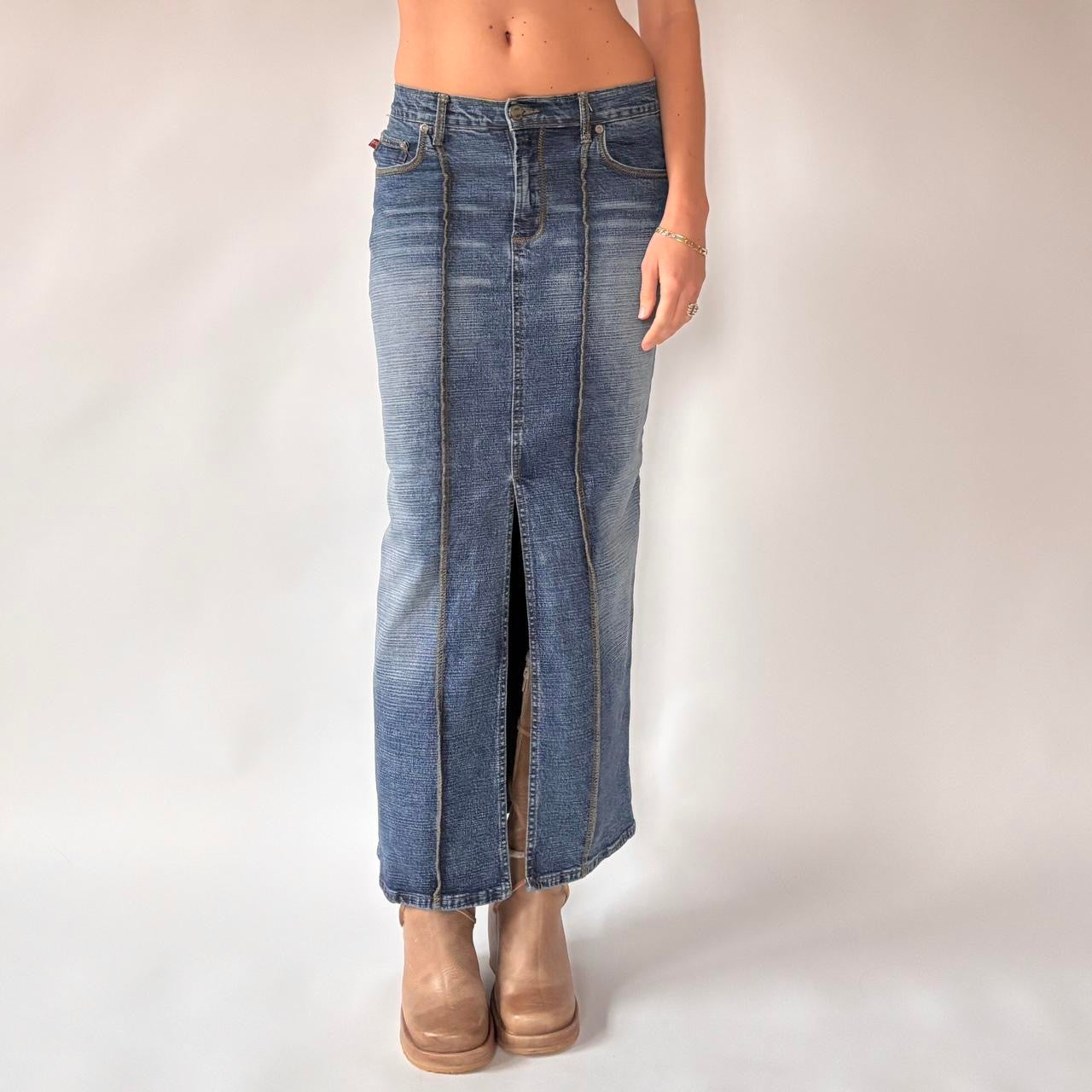 Y2K Denim Maxi Skirt (XS)